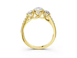 Pear Cut Diamond Trellis Three-Stone Engagement Ring in Yellow gold with Round Side Stones_21