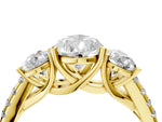 Pear Cut Diamond Trellis Three-Stone Engagement Ring in Yellow gold with Round Side Stones_22