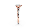 Pear Cut Diamond Vintage Scroll Solitaire Ring in Rose gold with Graduated Round Side Stones_14