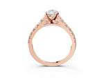Pear Cut Diamond Vintage Scroll Solitaire Ring in Rose gold with Graduated Round Side Stones_15