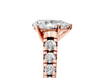 Pear Cut Diamond Vintage Scroll Solitaire Ring in Rose gold with Graduated Round Side Stones_17