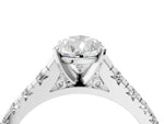Pear Cut Diamond Vintage Scroll Solitaire Ring in White gold with Graduated Round Side Stones_10