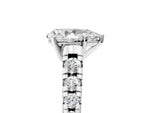Pear Cut Diamond Vintage Scroll Solitaire Ring in White gold with Graduated Round Side Stones_11