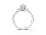 Pear Cut Diamond Vintage Scroll Solitaire Ring in White gold with Graduated Round Side Stones_21