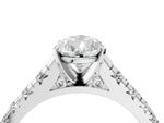 Pear Cut Diamond Vintage Scroll Solitaire Ring in White gold with Graduated Round Side Stones_22