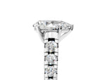 Pear Cut Diamond Vintage Scroll Solitaire Ring in White gold with Graduated Round Side Stones_23