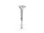 Pear Cut Diamond Vintage Scroll Solitaire Ring in White gold with Graduated Round Side Stones_8