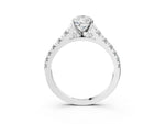 Pear Cut Diamond Vintage Scroll Solitaire Ring in White gold with Graduated Round Side Stones_9