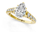 Pear Cut Diamond Vintage Scroll Solitaire Ring in Yellow gold with Graduated Round Side Stones_25