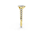 Pear Cut Diamond Vintage Scroll Solitaire Ring in Yellow gold with Graduated Round Side Stones_26