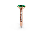 Pear Cut Emerald Milgrain Pavé Engagement Ring in Rose gold with Prong Setting_2