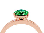 Pear Cut Emerald Milgrain Pavé Engagement Ring in Rose gold with Prong Setting_4