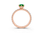 Pear Cut Emerald Pavé Solitaire Ring in Rose gold with Round Pavé Band and Prong Setting_3