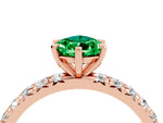 Pear Cut Emerald Pavé Solitaire Ring in Rose gold with Round Pavé Band and Prong Setting_4