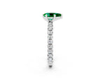 Pear Cut Emerald Pavé Solitaire Ring in White gold with Round Pavé Band and Prong Setting_2