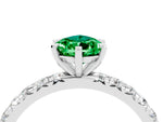 Pear Cut Emerald Pavé Solitaire Ring in White gold with Round Pavé Band and Prong Setting_4
