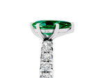 Pear Cut Emerald Pavé Solitaire Ring in White gold with Round Pavé Band and Prong Setting_5