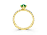 Pear Cut Emerald Pavé Solitaire Ring in Yellow gold with Round Pavé Band and Prong Setting_3