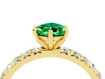 Pear Cut Emerald Pavé Solitaire Ring in Yellow gold with Round Pavé Band and Prong Setting_4