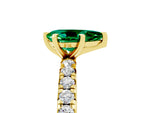 Pear Cut Emerald Pavé Solitaire Ring in Yellow gold with Round Pavé Band and Prong Setting_5