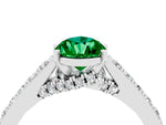 Pear Cut Emerald Solitaire Ring in Platinum with Crossover Gallery and Round Pavé Band_4