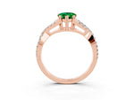 Pear Cut Emerald Solitaire Ring in Rose gold with Interwoven Pavé Band and Prong Setting_3