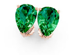 Pear Cut Emerald Stud Earrings in Rose gold with Basket Setting_1