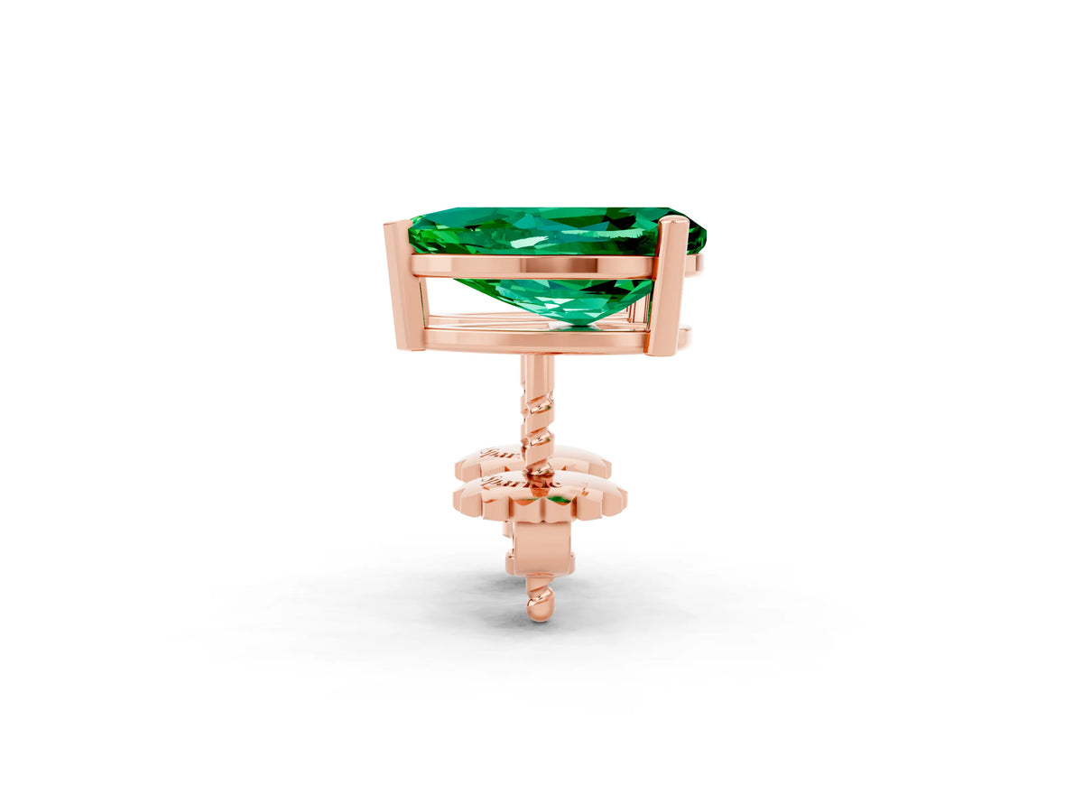 Pear Cut Emerald Stud Earrings in Rose gold with Basket Setting_2