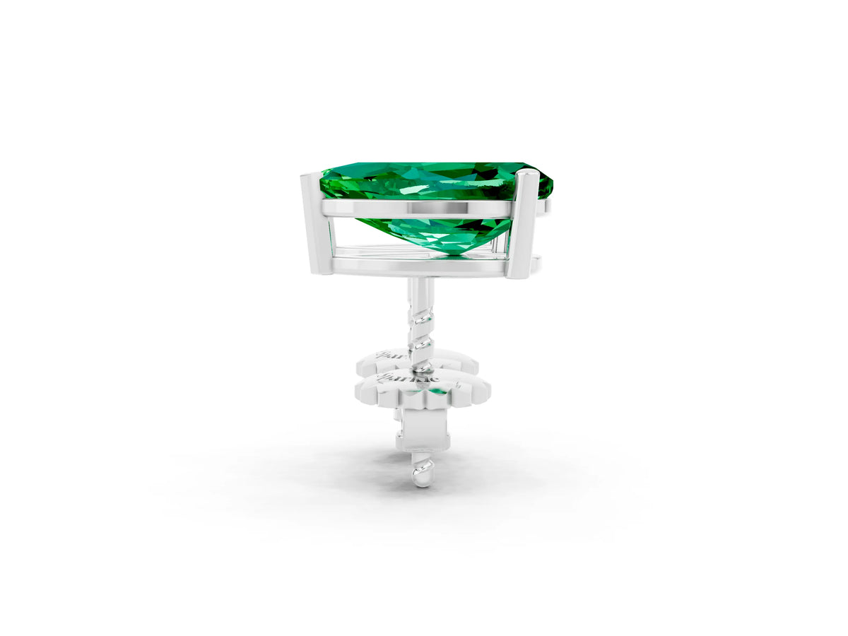 Pear Cut Emerald Stud Earrings in White gold with Basket Setting_2