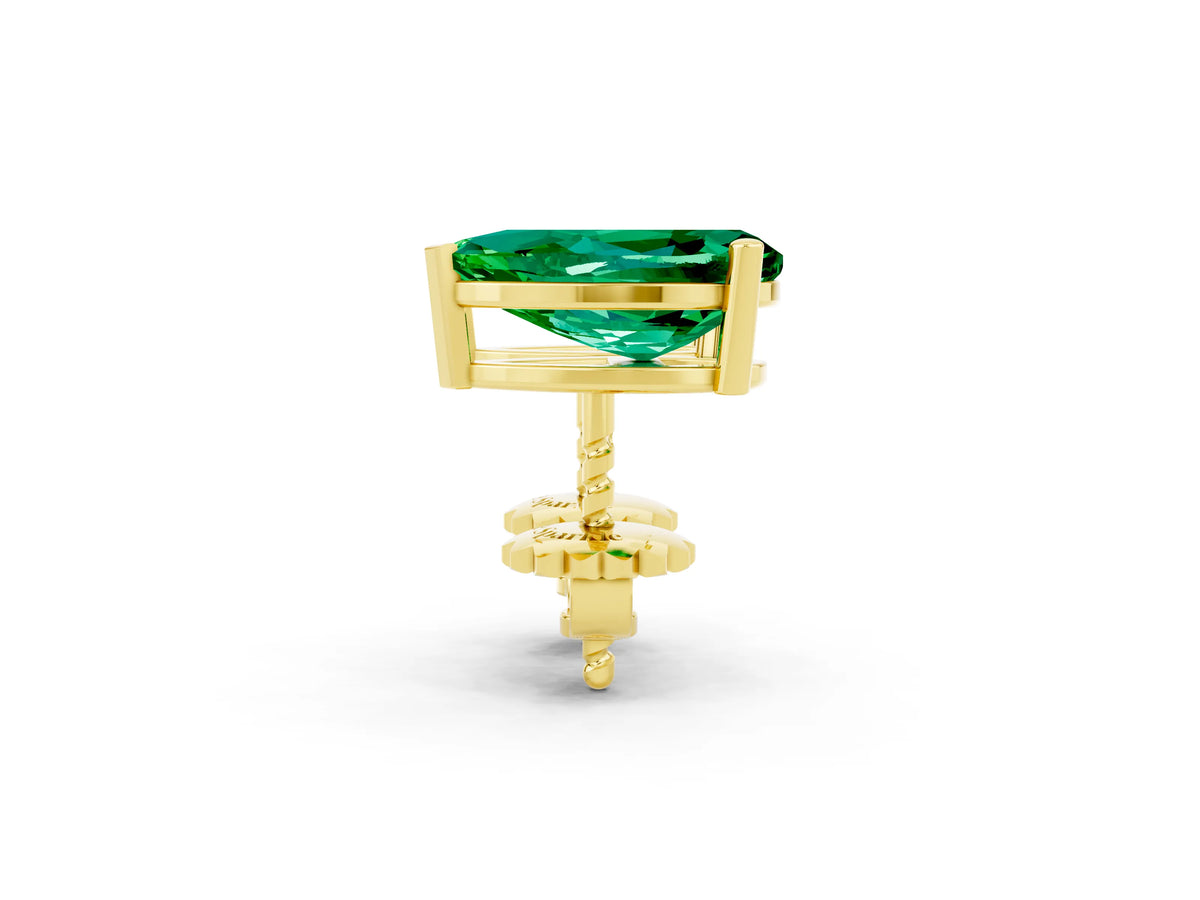 Pear Cut Emerald Stud Earrings in Yellow gold with Basket Setting_2