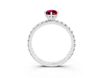 Pear Cut Garnet Pavé Solitaire Ring in Silver with Round Pavé Band and Prong Setting_3