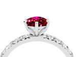 Pear Cut Garnet Pavé Solitaire Ring in Silver with Round Pavé Band and Prong Setting_4