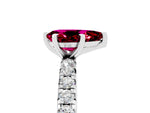 Pear Cut Garnet Pavé Solitaire Ring in Silver with Round Pavé Band and Prong Setting_5