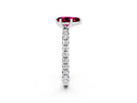 Pear Cut Garnet Pavé Solitaire Ring in White gold with Round Pavé Band and Prong Setting_2
