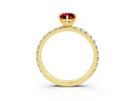 Pear Cut Garnet Pavé Solitaire Ring in Yellow gold with Round Pavé Band and Prong Setting_3