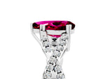 Pear Cut Garnet Solitaire Ring in Platinum with Interwoven Pavé Band and Prong Setting_11