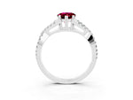 Pear Cut Garnet Solitaire Ring in Platinum with Interwoven Pavé Band and Prong Setting_9