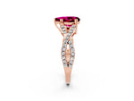 Pear Cut Garnet Solitaire Ring in Rose gold with Interwoven Pavé Band and Prong Setting_2