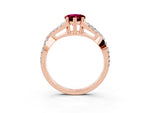 Pear Cut Garnet Solitaire Ring in Rose gold with Interwoven Pavé Band and Prong Setting_3