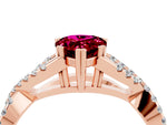 Pear Cut Garnet Solitaire Ring in Rose gold with Interwoven Pavé Band and Prong Setting_4