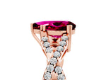 Pear Cut Garnet Solitaire Ring in Rose gold with Interwoven Pavé Band and Prong Setting_5