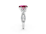 Pear Cut Garnet Solitaire Ring in White gold with Interwoven Pavé Band and Prong Setting_2
