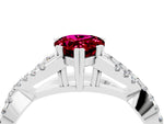 Pear Cut Garnet Solitaire Ring in White gold with Interwoven Pavé Band and Prong Setting_4