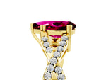 Pear Cut Garnet Solitaire Ring in Yellow gold with Interwoven Pavé Band and Prong Setting_5