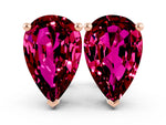 Pear Cut Garnet Stud Earrings in Rose gold with Basket Setting