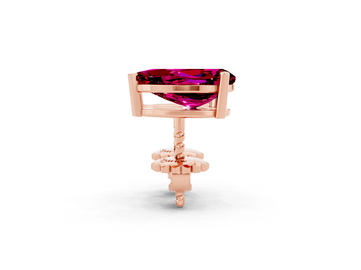 Pear Cut Garnet Stud Earrings in Rose gold with Basket Setting_2