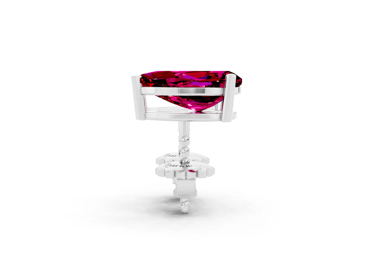 Pear Cut Garnet Stud Earrings in White gold with Basket Setting_2
