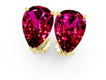 Pear Cut Garnet Stud Earrings in Yellow gold with Basket Setting_1