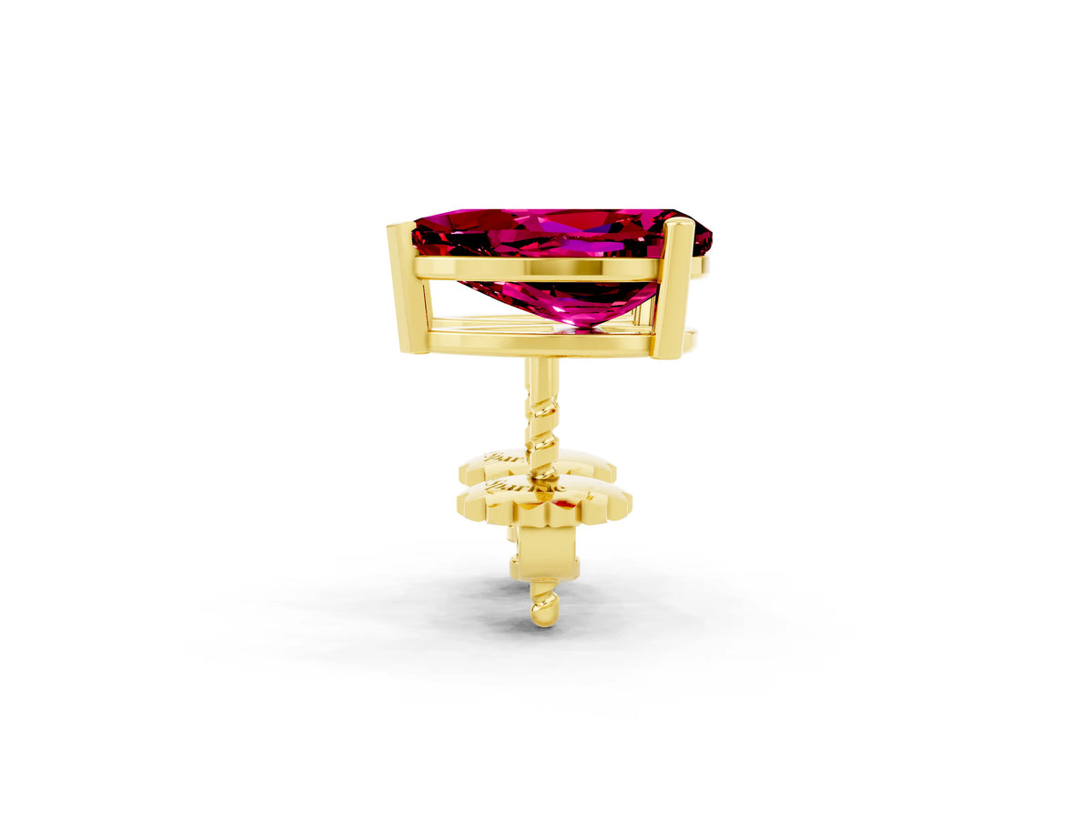 Pear Cut Garnet Stud Earrings in Yellow gold with Basket Setting_2