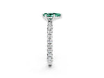 Pear Cut Green Sapphire Pavé Solitaire Ring in White gold with Round Pavé Band and Prong Setting_2
